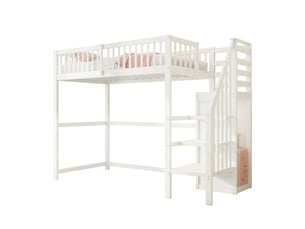 Lit mezzanine 90x200 cm <strong>MERAX</strong>  <strong>lit enfant blanc</strong> coloris blanc