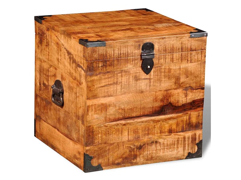  Coffre de rangement, boîte de rangement de rangement cubique bois de manguier brut  - Conforama B