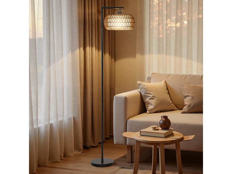  Lampadaire bohème à double paroi avec abat-jour, 3 températures de couleur, luminosité réglable et télécommande  - Conforama C