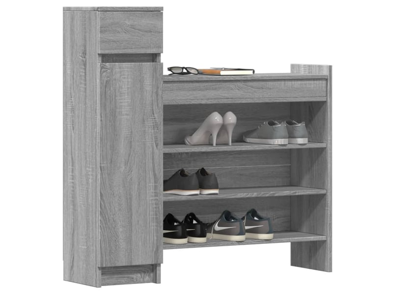  Meuble à chaussure, armoire à chaussures sonoma gris bois d'ingénierie  - Conforama D