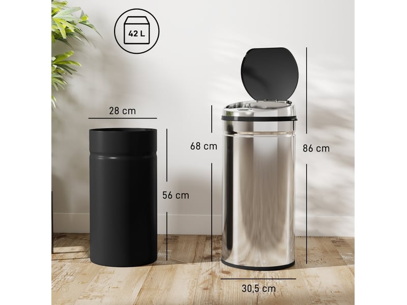  Poubelle automatique à capteur 42 l inox evryae  - Conforama D