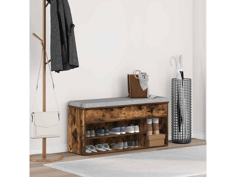  Banc à chaussures, meuble à chaussures chêne fumé 102x30,5x45 cm bois d'ingénierie  - Conforama C
