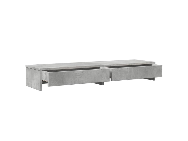  Support de moniteur table meuble bureau avec tiroirs bois d'ingénierie gris 02_0044941  - Conforama C