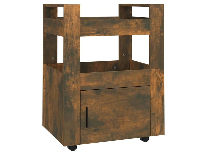  Desserte de cuisine, chariot de rangement chêne fumé 60x45x80 cm bois d'ingénierie shl48752  - Conforama A