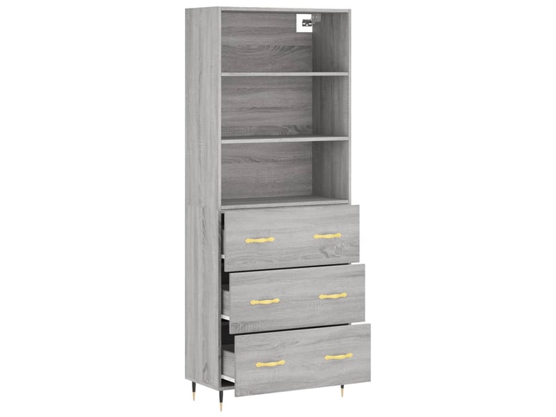  Buffet haut - bahut - meuble de rangement sonoma gris 69,5x34x180 cm bois d'ingénierie  - Conforama D