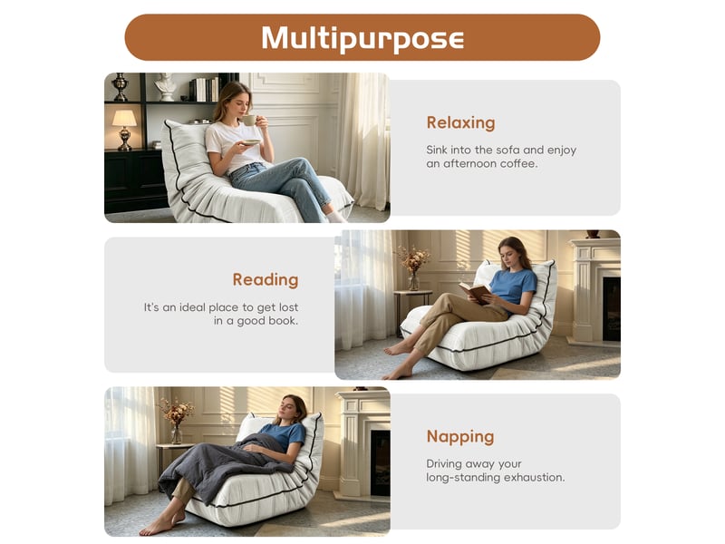  Fauteuil poire caterpillar de sol avec dossier, pour salon et chambre  - Conforama D