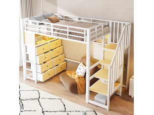 Lit mezzanine 90x200 cm <strong>HAUSS SPOLE</strong> <strong></strong> coloris blanc