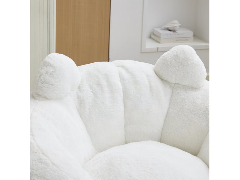  Fauteuil chat modenvie adulte en velours blanc 112 x 112 x 77 cm avec rembourrage en mousse et fibres  - Conforama E
