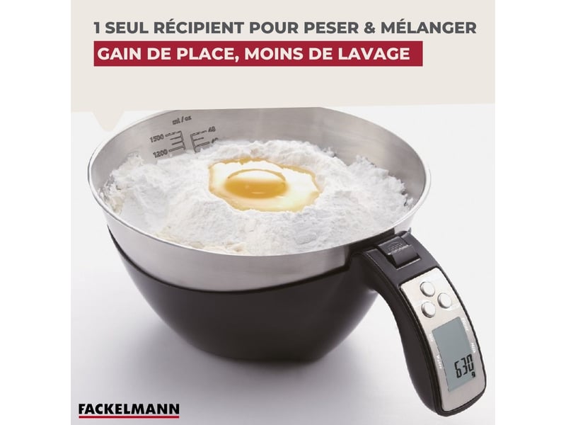 Balance de cuisine avec bol inox détachable fackelmann 6550150 - Conforama E