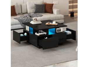 Table basse carré(e) coloris noir <strong>MAISENTIEL</strong> <strong></strong> - 70 cmx70 cm