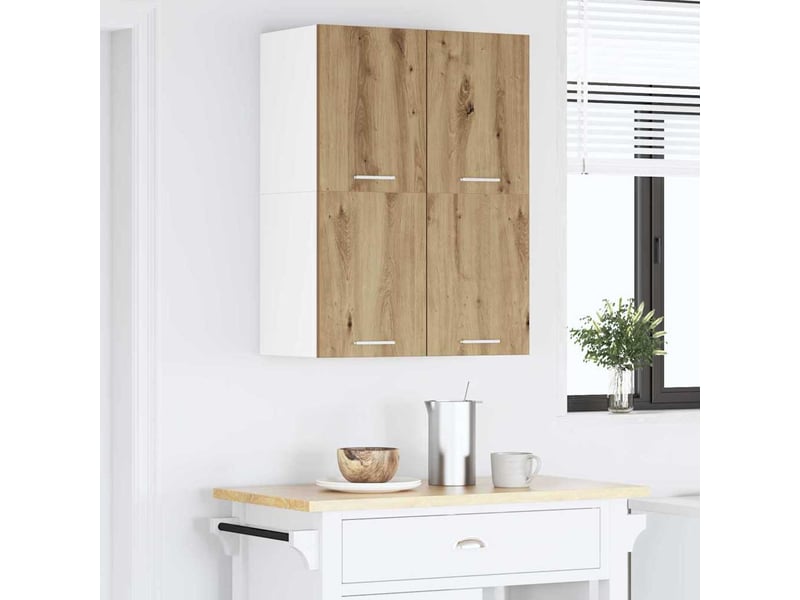  Armoire suspendue 2 pcs chêne artisan et blanc bois d'ingénierie shl9681  - Conforama D