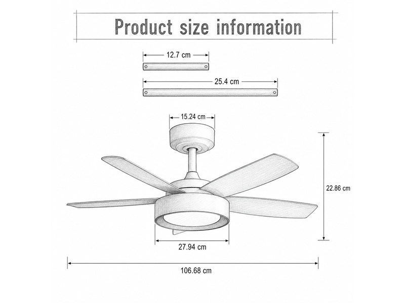  Ventilateur de plafond de 42 pouces avec lumière led 22w et télécommande moteur dc réversible blanc pour chambre  - Conforama C
