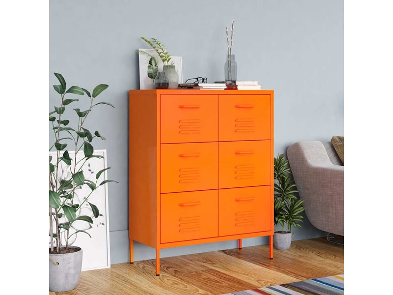  Armoire de rangement bureau, armoire à tiroirs orange 80x35x101,5 cm acier  - Conforama B