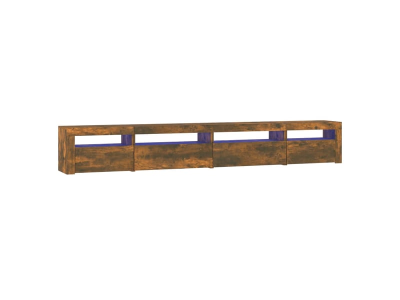 Meuble tv - banc tv - meuble de rangement avec lumières led chêne fumé 270x35x40 cm - Conforama A