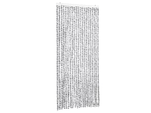 Rideau anti-mouches, moustiquaire gris clair et gris foncé 90x200 cm chenille cf43541