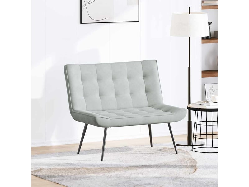  Banc chambre, banc de lit gris clair 110x74x84 cm velours  - Conforama C