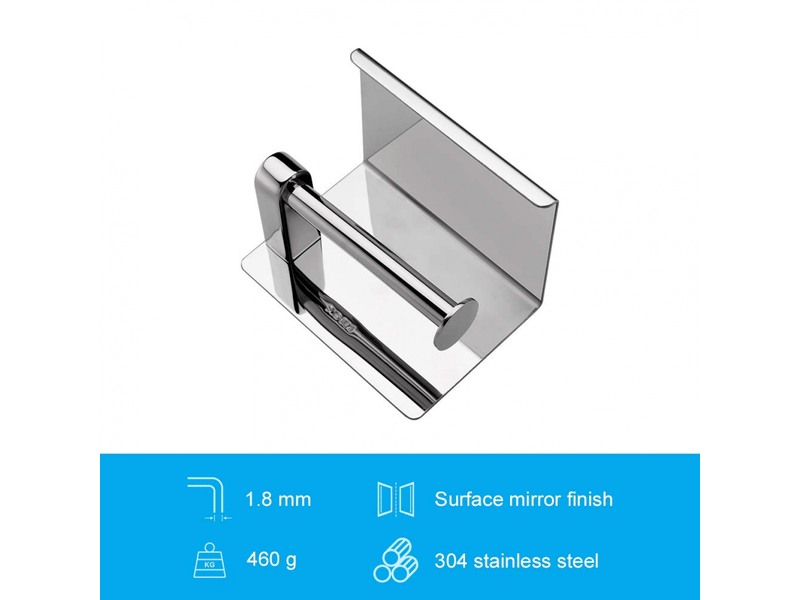  Porte-rouleau de toilette mural en acier inoxydable 304,installation avec vis ou adhésif 3m,support papier toilette,argent  - Conforama C