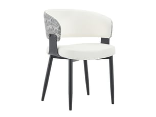 Chaises design mid-century modern – lot de 2, fauteuils rétro avec accoudoirs tonneau, dossier motif, simili cuir
