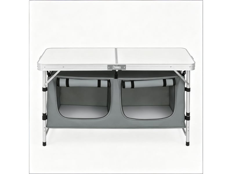 Table format pique-nique pied réglable pliable poche de rangement suspendue - Conforama A