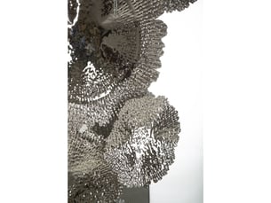 Miroir mural kandi rond en métal argent avec décoration florale 82x87 cm