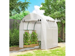 Serre de jardin 180x180x200 cm portable en métal blanc