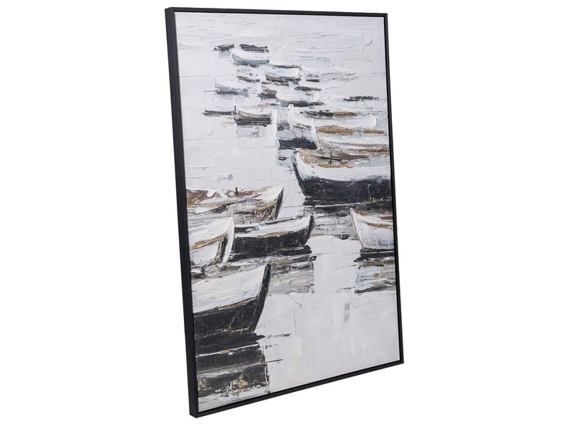  Tableau peint à la main avec cadre en bois noir 83x4x123h cm  - Conforama A