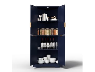 Armoire d'angle 60x60x172 cm à 4 portes et étagères réglables bleu
