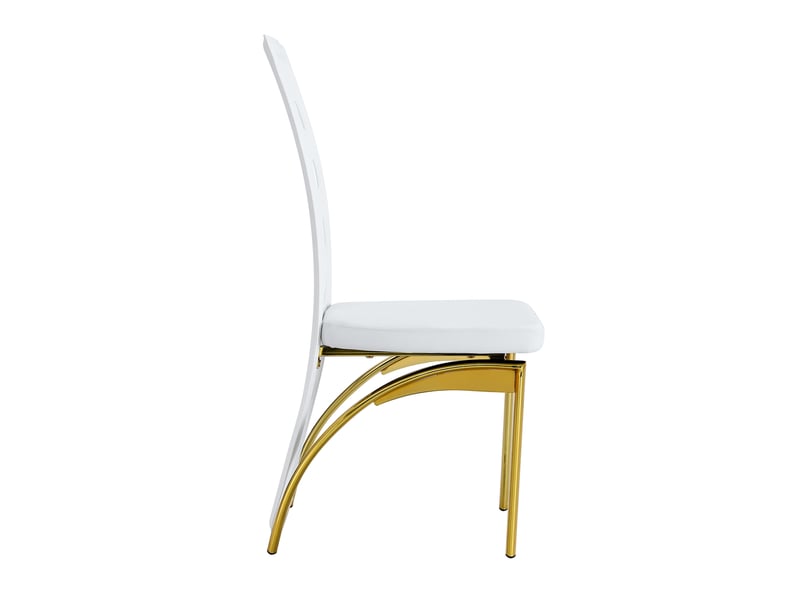  Chaises de salle à manger design en pu blanc et métal doré, lot de 4, h102,5 cm  - Conforama D