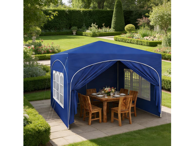  Pavillon pliant 300x300 cm à mécanisme instantané métal bleu  - Conforama B