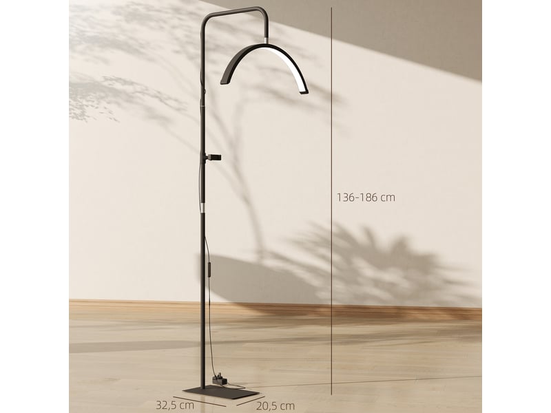  Lampadaire led demi-lune rotative 350°, lampadaire sur pied salon dimmable 36 w, noir, 7 températures de couleur  - Conforama C