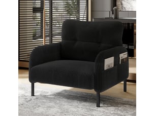 Fauteuil fixe OKWISH Velours côtelé noir vendu A l'unité