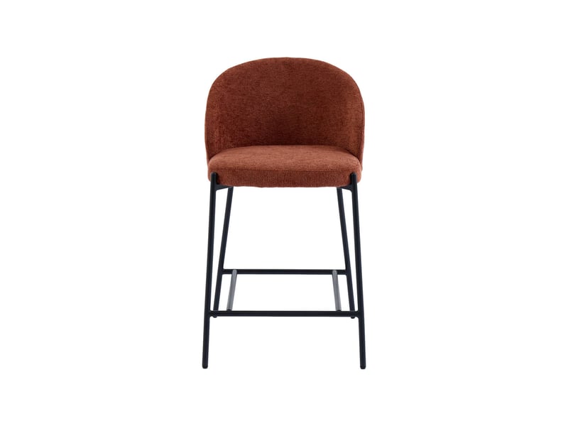  Lot de 2 tabourets de bar bois de peuplier teinté noyer. Acier noir et tissu texturé terracotta - paul  - Conforama E