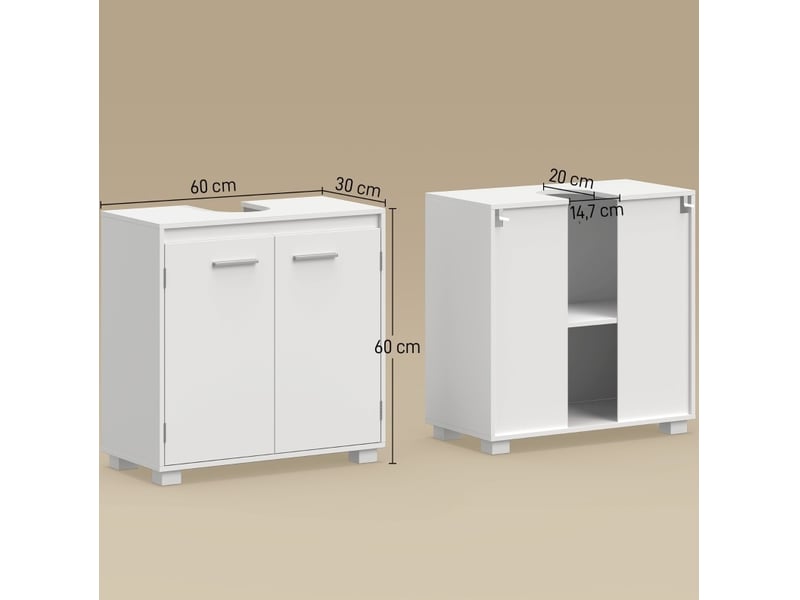  Meuble sous lavabo 60x30x60 cm avec découpe en u mdf blanc  - Conforama E