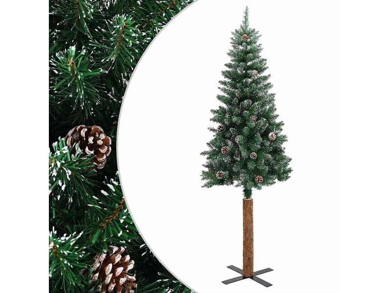  Sapin de noël, arbre de noël mince bois véritable et neige blanche vert 150 cm  - Conforama A