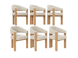 Lot de 6 chaises de salle à manger 49 x 47 x 78 cm beige et naturel, tissu et métal, dossier ergonomique