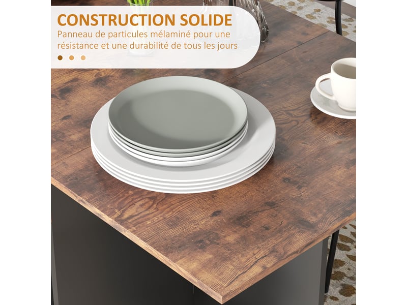  Table à manger pliante table de extensible cuisine pour 2 à 4 personnes 2 abattants 120 x 72 x 75 cm rustique et noir  - Conforama W