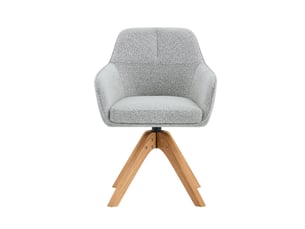 Chaise de salle à manger pivotante à 360° avec accoudoirs et dossier ergonomique en tissu gris, bois massif