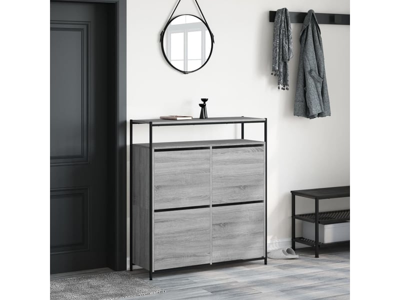  Meuble à chaussures, cabinet à chaussures sonoma gris 100x34x112cm  - Conforama C
