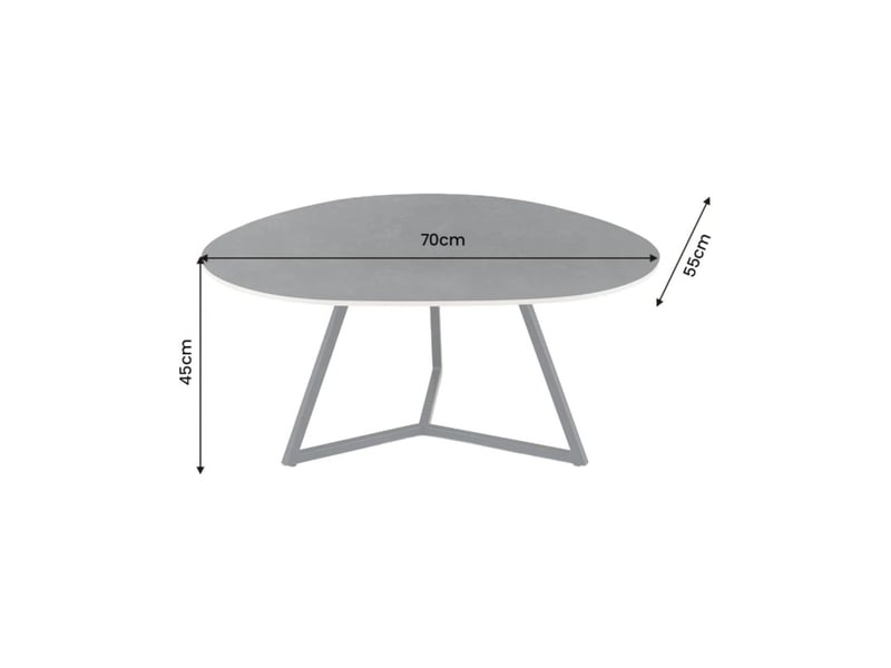 Table basse petrano 70 cm en céramique gris anthracite et métal noir – forme organique - Conforama C