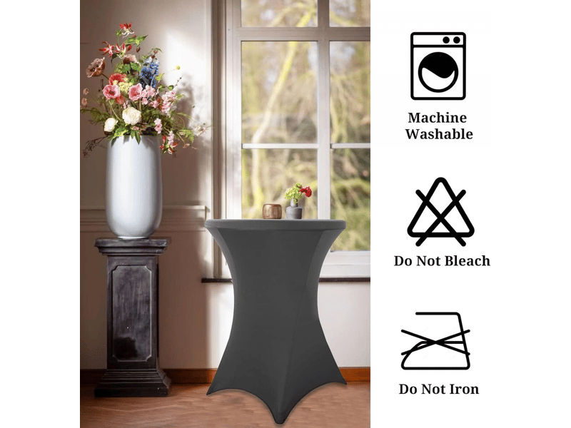  Housse de coussin - lot de 3 nappes cocktail carrées extensibles en spandex, 80 x 110 cm, nappe ronde gris foncé, convient aux cocktails de mariage et aux table XLH-ZLS-009299ZLS - Conforama B