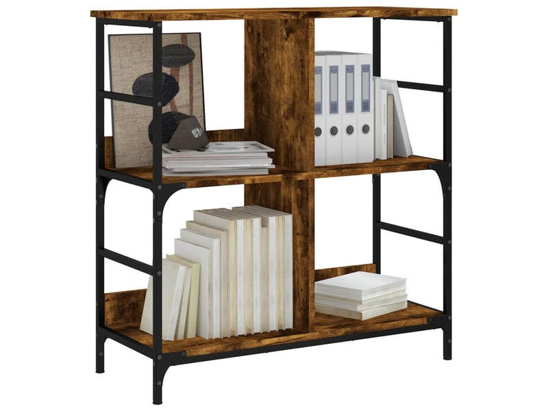  Bibliothèque, étagère de rangement chêne fumé 78,5x33x82 cm bois d'ingénierie  - Conforama C