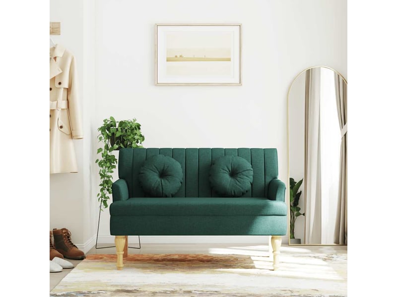  Banc chambre avec coussins vert foncé 113x64,5x75,5 cm tissu  - Conforama C