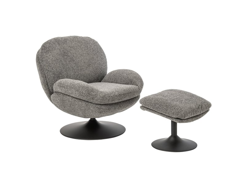  Fauteuil avec pouf repose-pieds helle 88cm gris  - Conforama A