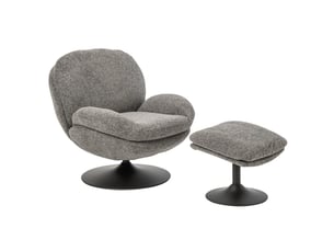 Fauteuil avec pouf repose-pieds helle 88cm gris