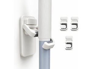 Lot de 3 supports muraux pour balai et serpillière, crochets adhésifs sans perçage, organisateur antidérapant pour balai, pelle et outils, blanc