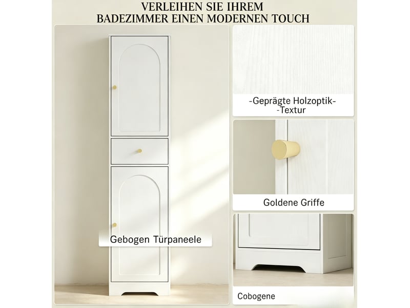  Colonne de rangement salle de bain 40x29,5x170 cm 2 placards 1 tiroir panneau de particules blanc  - Conforama D
