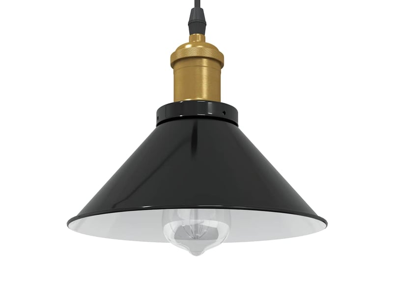  Lampe suspendue, suspension luminaire réglable hauteur e27 noir brillant ø22 cm métal  - Conforama B
