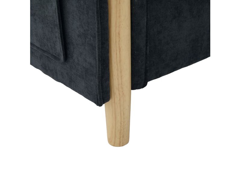  Canapé d'angle 3 places en tissu noir, méridienne réversible et pouf de rangement, esprit scandinave  - Conforama D