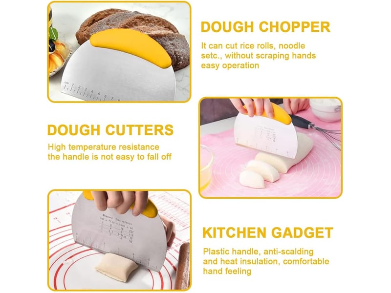  Ensemble de 2 pièces de coupe-pâtisserie en acier inoxydable avec spatule graduée, spatule à pâte, racloir, convient pour les gâteaux, les pizzas, out QA003889 - Conforama E