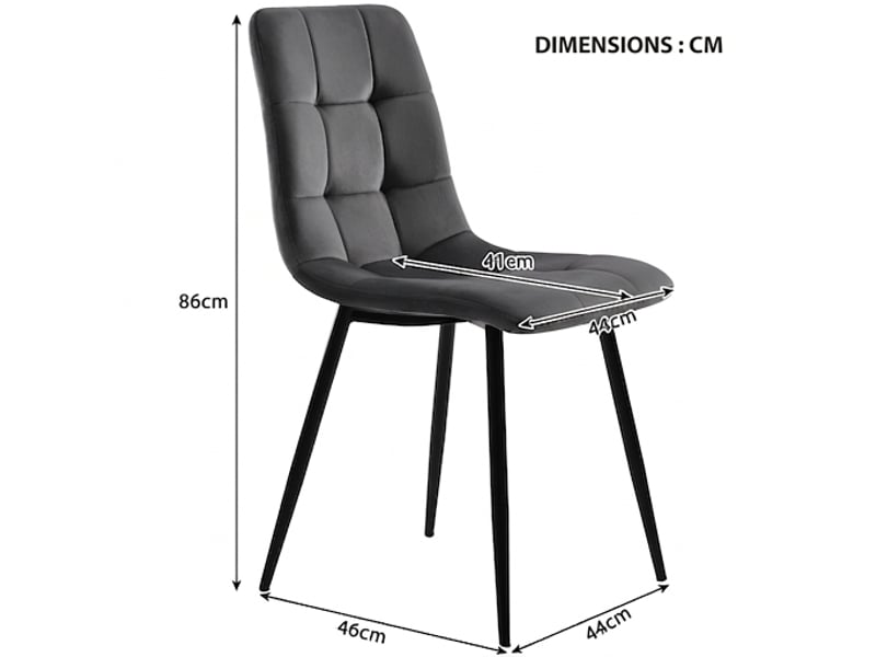  Ensemble table ronde ø100 cm et 4 chaises en velours gris foncé, plateau effet marbre  - Conforama C